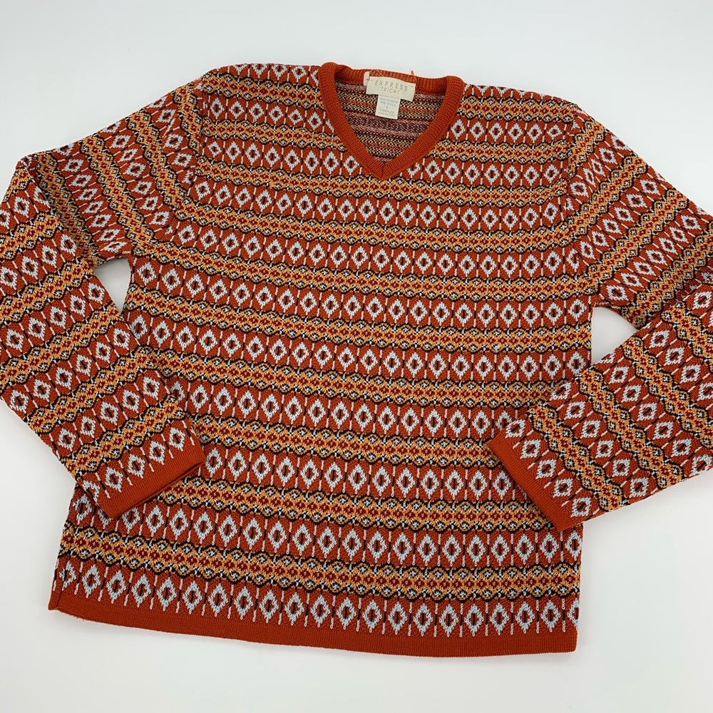 Express Tricot Patterned Sweater. Sz. L